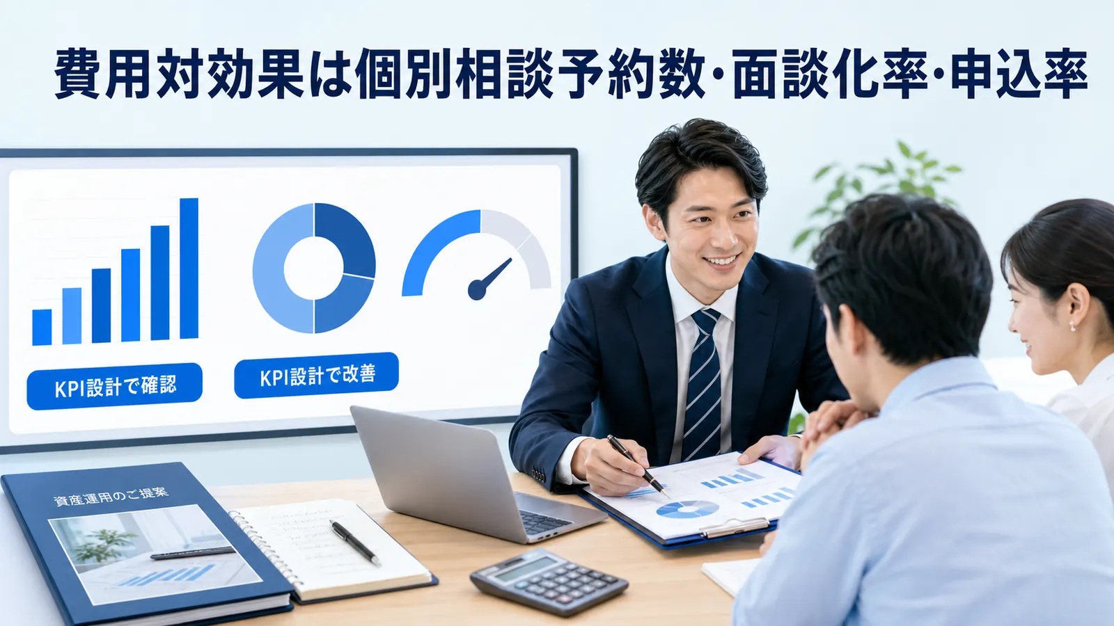 費用対効果は個別相談予約数・面談化率・申込率
