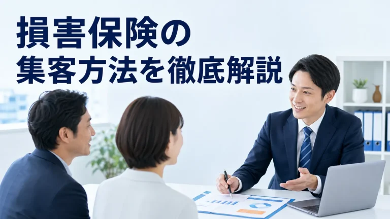 損害保険の集客方法を徹底解説を内容別のオリジナル構図で整理した図解