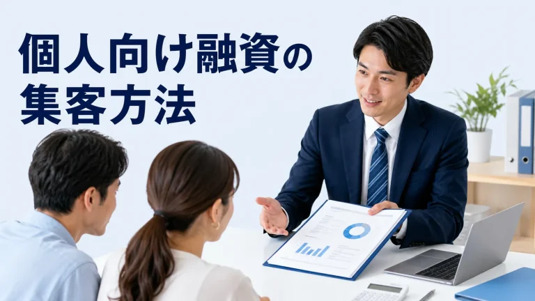 個人向け融資の集客方法を内容別のオリジナル構図で整理した図解