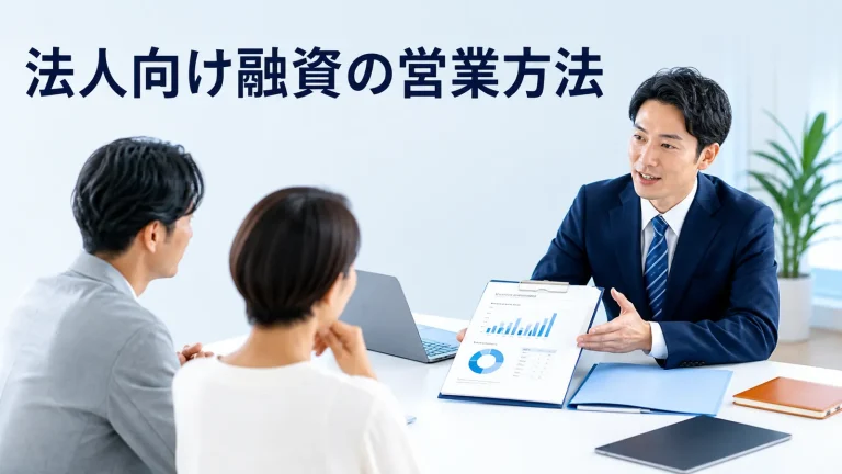 法人向け融資の営業方法を内容別のオリジナル構図で整理した図解