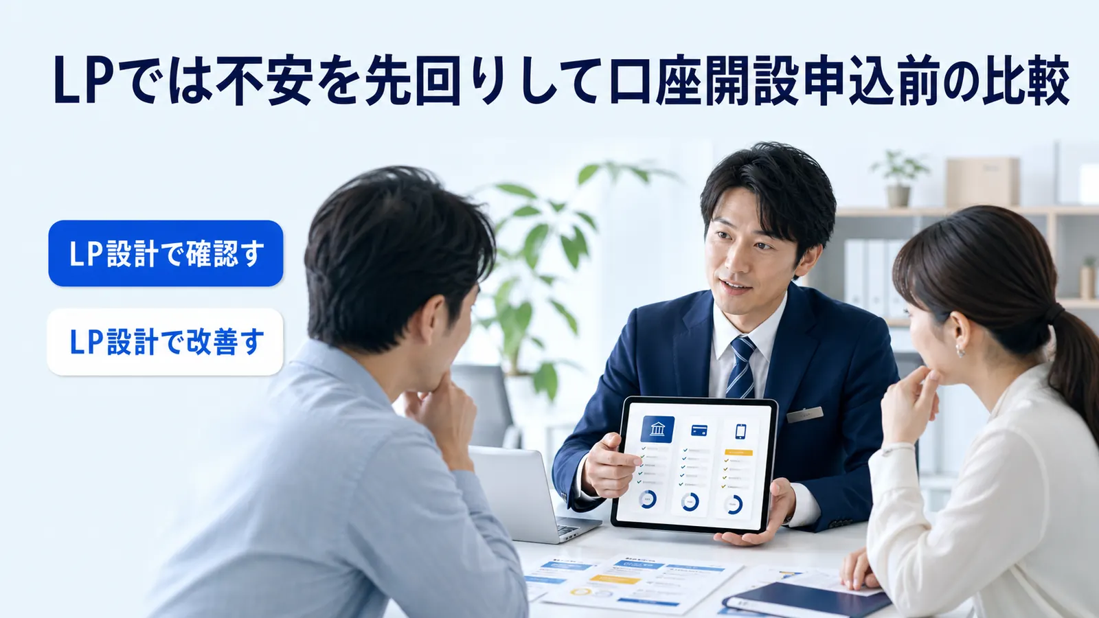 LPでは不安を先回りして口座開設申込前の比較