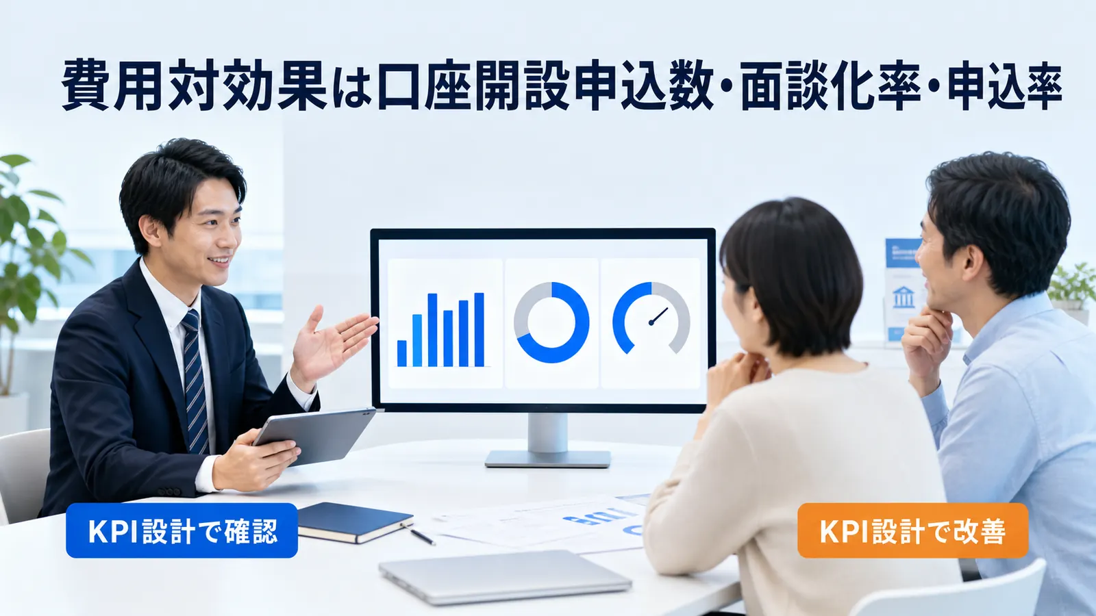 費用対効果は口座開設申込数・面談化率・申込率