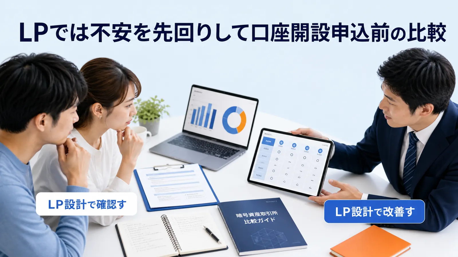 LPでは不安を先回りして口座開設申込前の比較