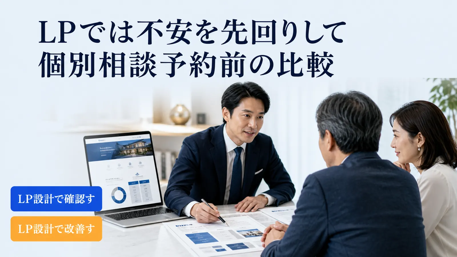 LPでは不安を先回りして個別相談予約前の比較