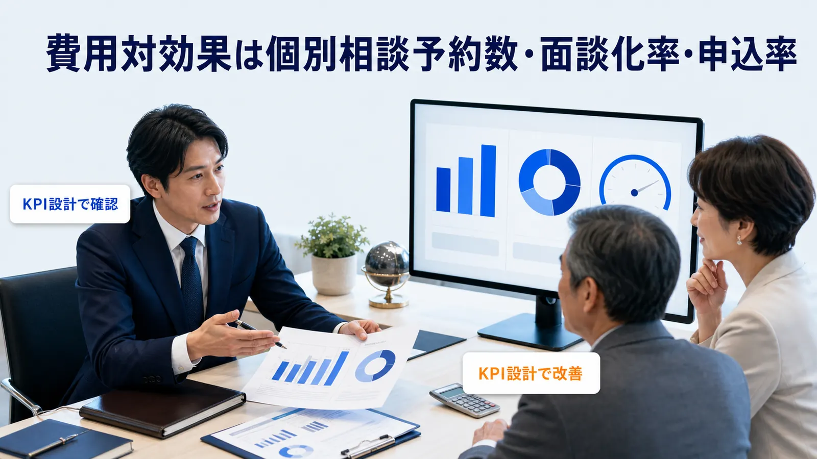 費用対効果は個別相談予約数・面談化率・申込率