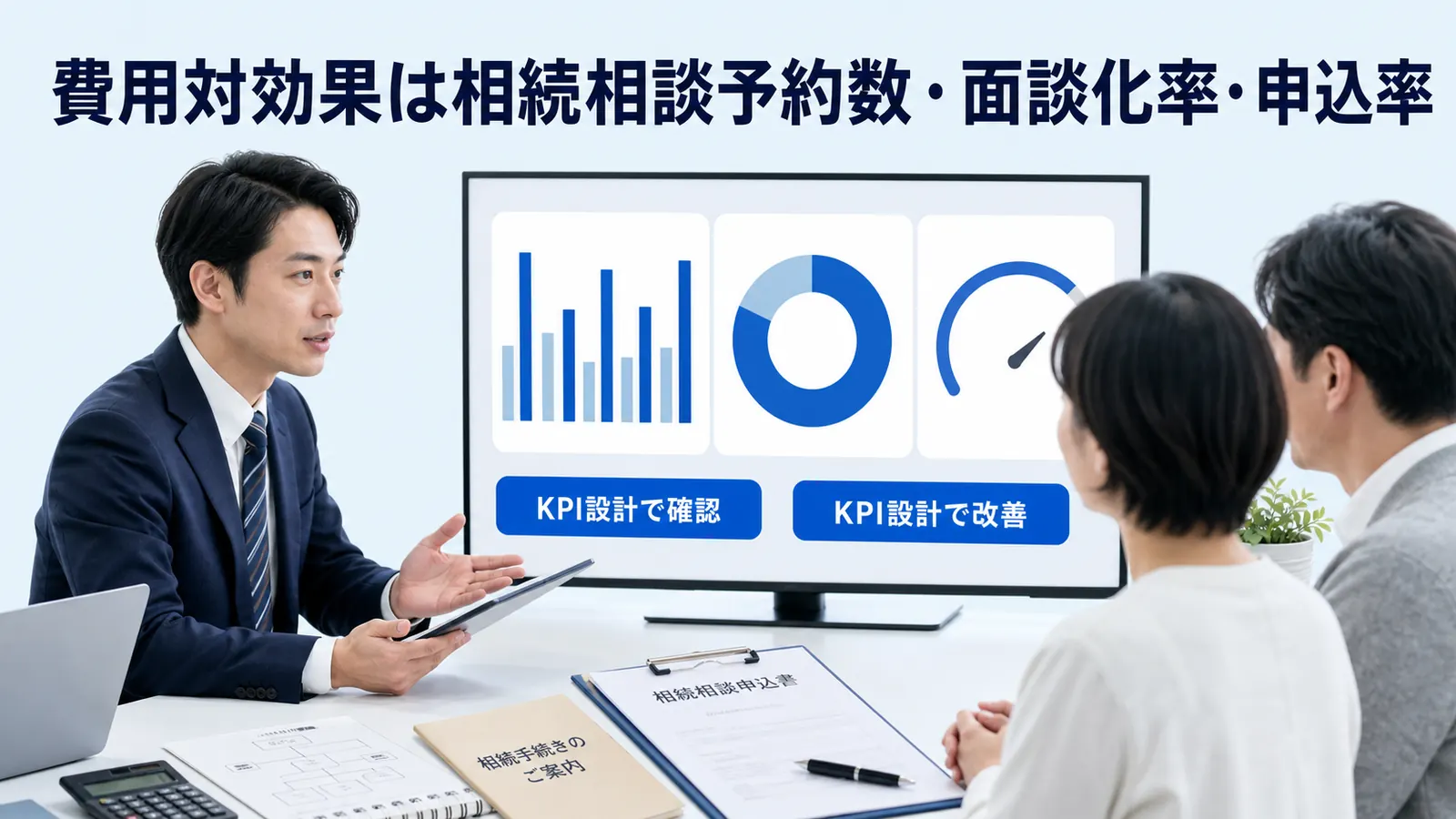 費用対効果は相続相談予約数・面談化率・申込率