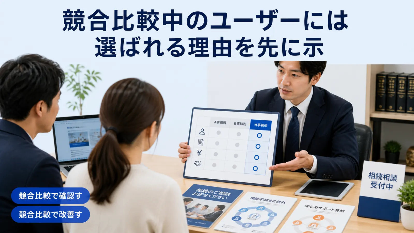競合比較中のユーザーには選ばれる理由を先に示