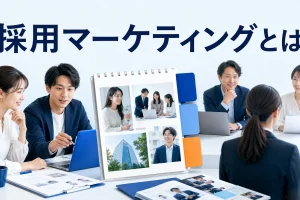 採用マーケティングとはを内容別のオリジナル構図で整理した図解
