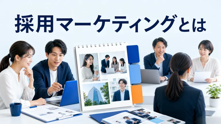 採用マーケティングとはを内容別のオリジナル構図で整理した図解