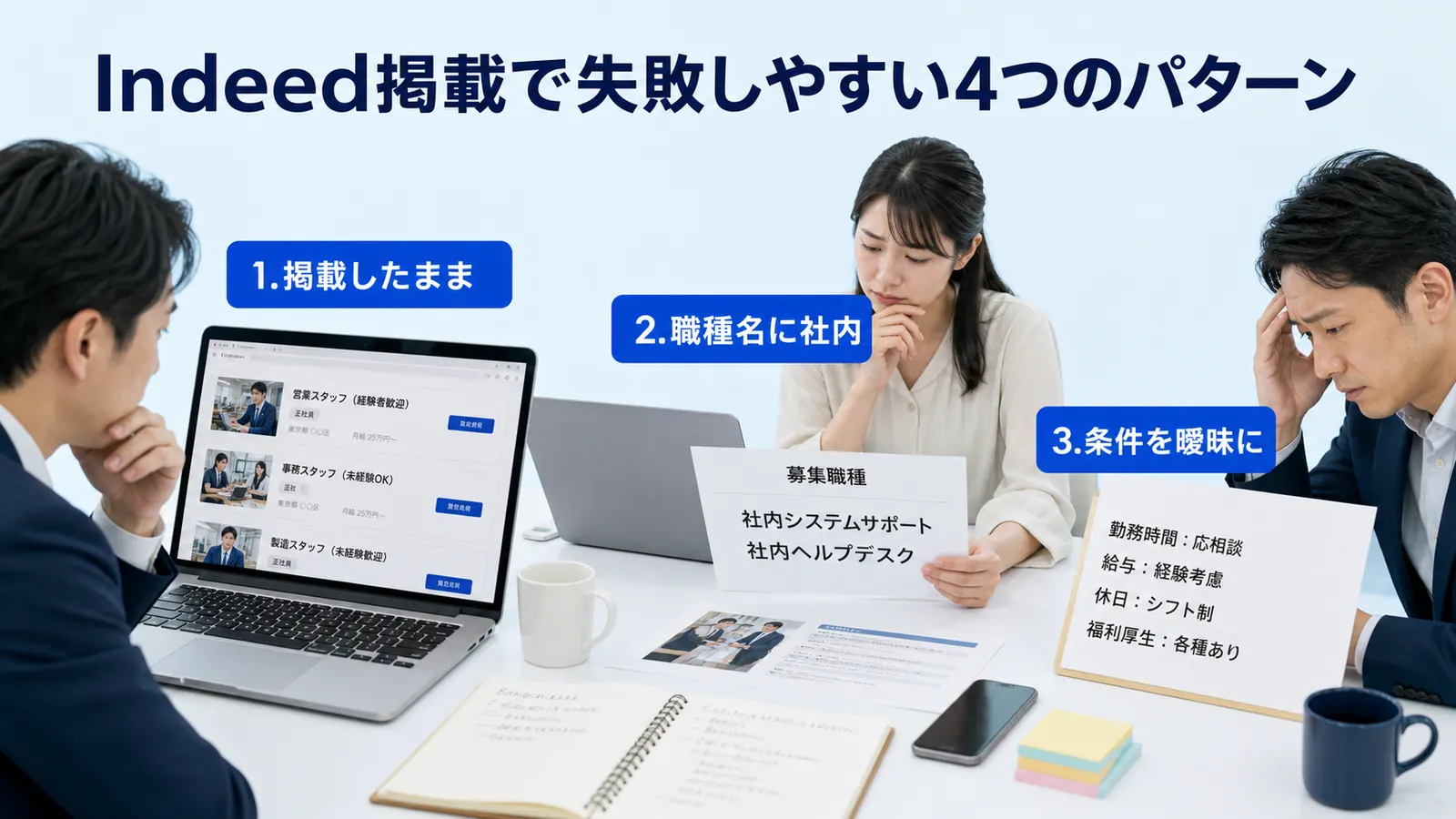 Indeed掲載で失敗しやすい4つのパターン
