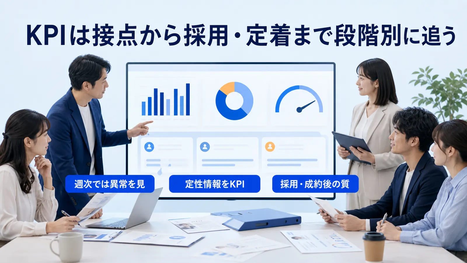KPIは接点から採用・定着まで段階別に追う