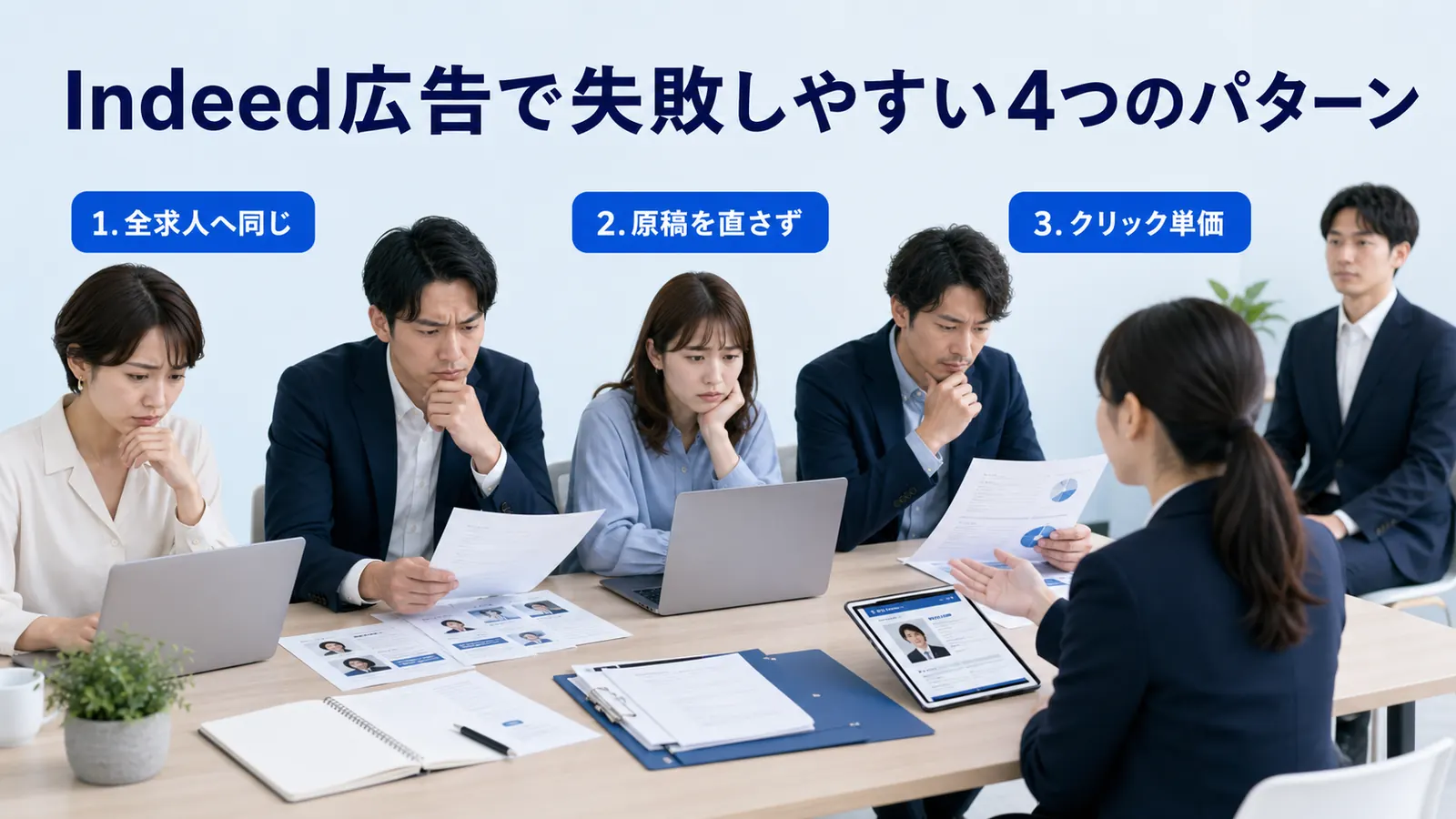 Indeed広告で失敗しやすい4つのパターン