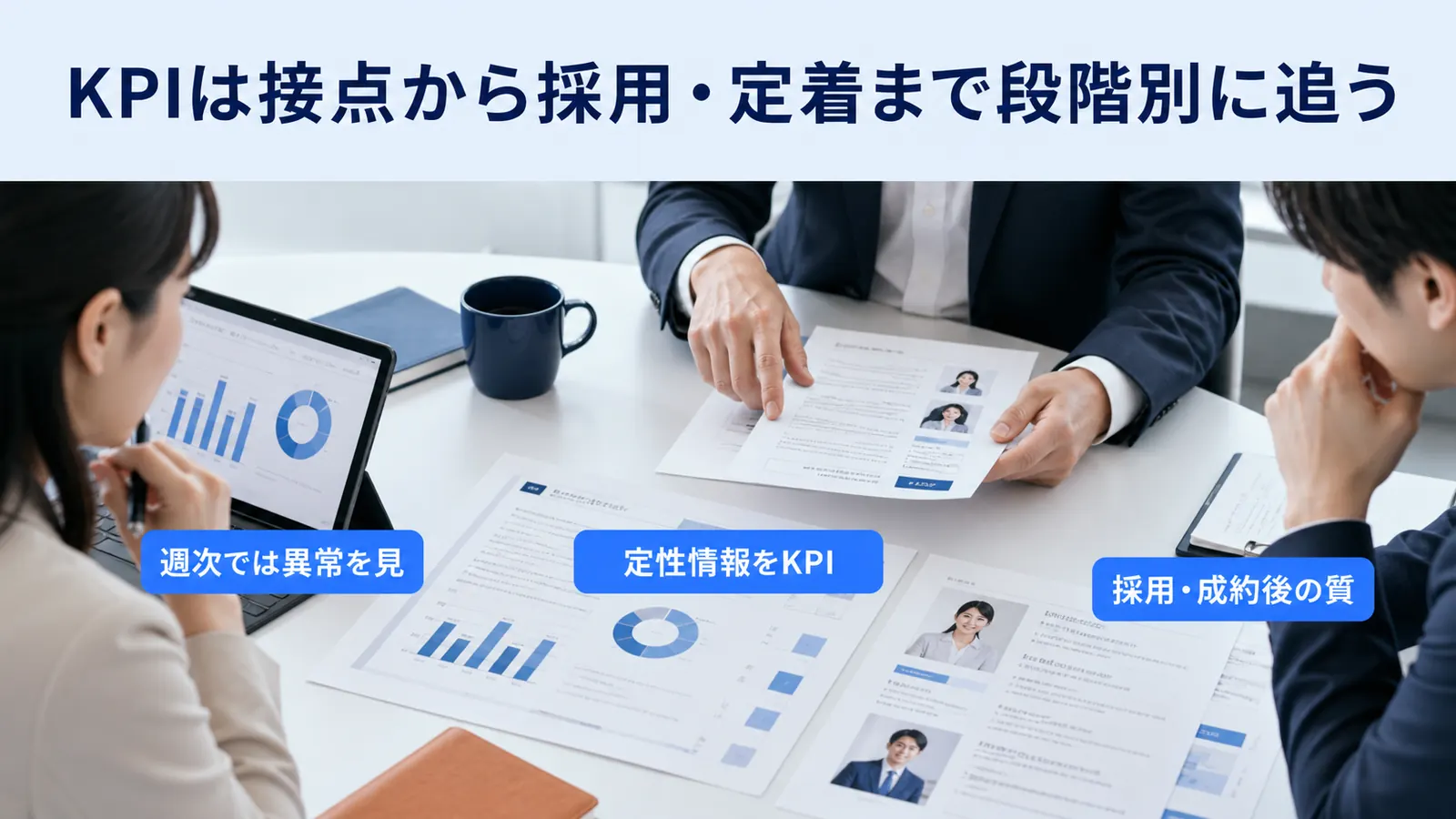 KPIは接点から採用・定着まで段階別に追う