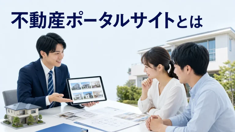 不動産ポータルサイトとはを内容別のオリジナル構図で整理した図解