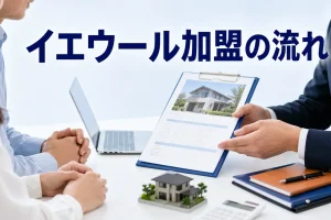 イエウール加盟の流れを内容別のオリジナル構図で整理した図解