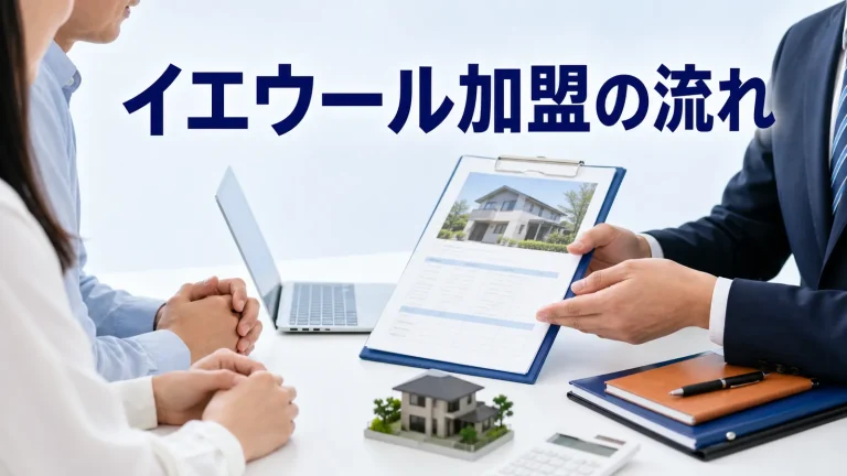 イエウール加盟の流れを内容別のオリジナル構図で整理した図解