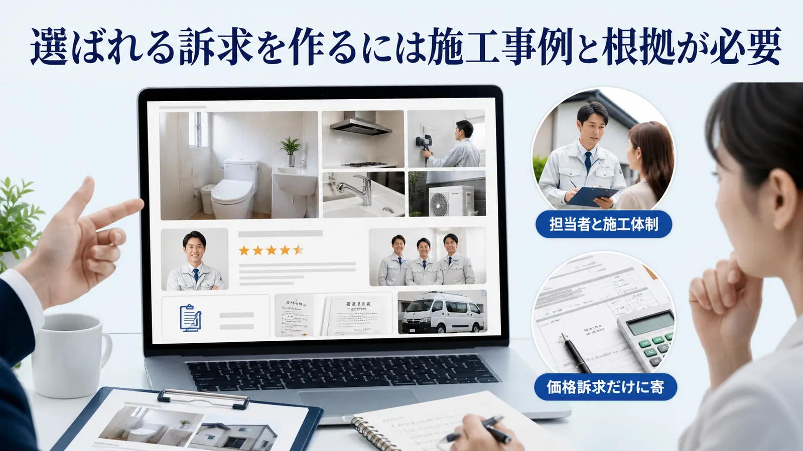 選ばれる訴求を作るには施工事例と根拠が必要