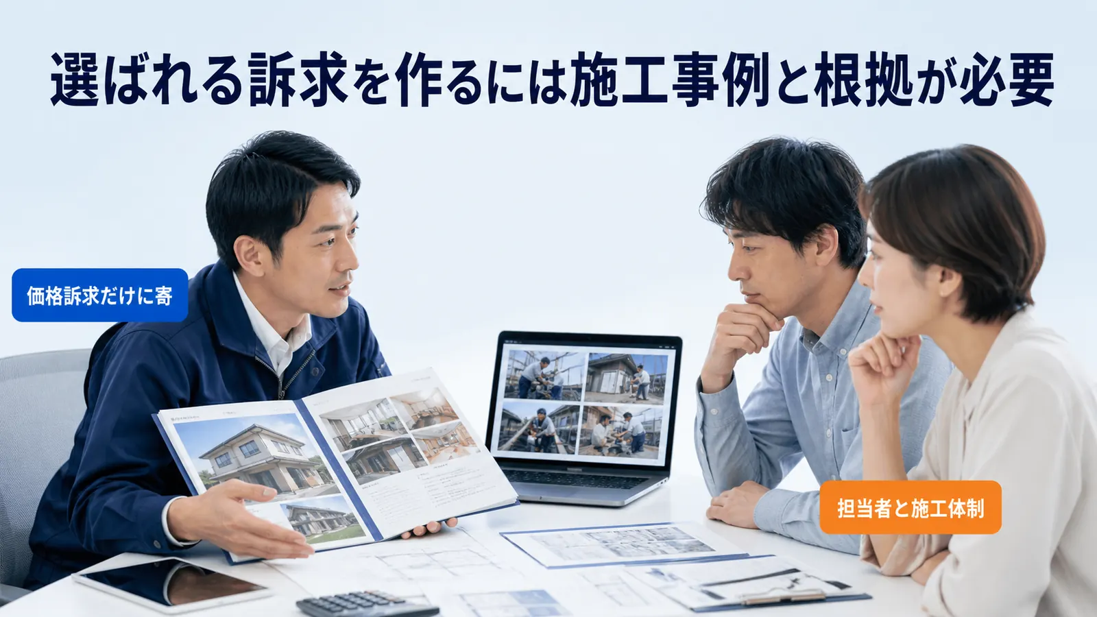 選ばれる訴求を作るには施工事例と根拠が必要