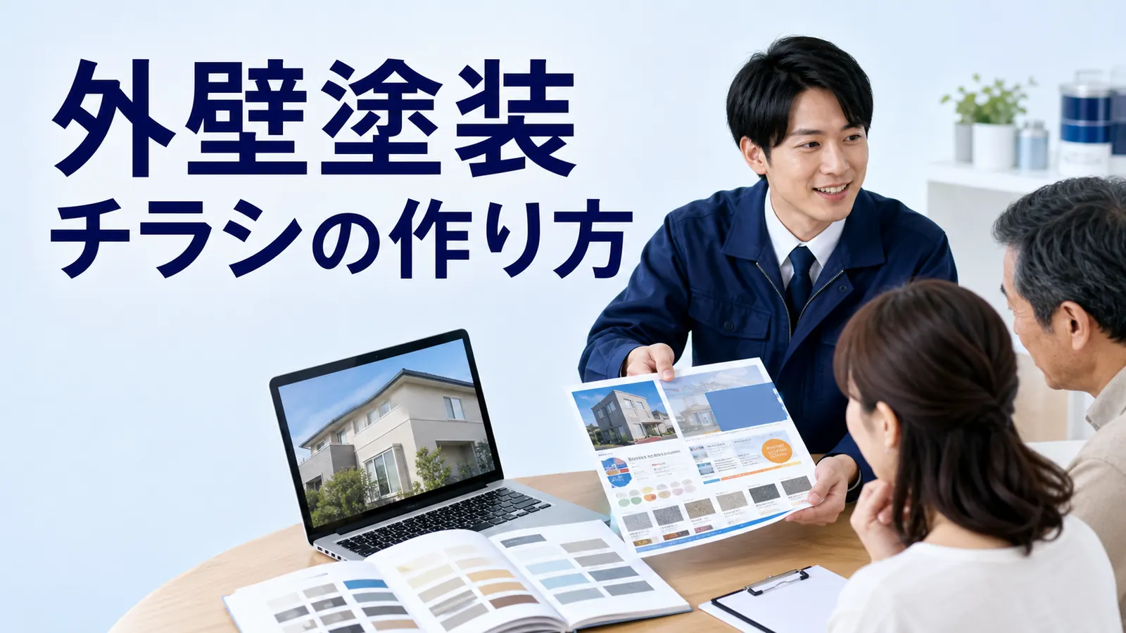 外壁塗装チラシの作り方を内容別のオリジナル構図で整理した図解