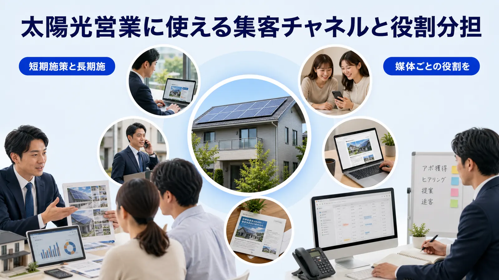 太陽光営業に使える集客チャネルと役割分担
