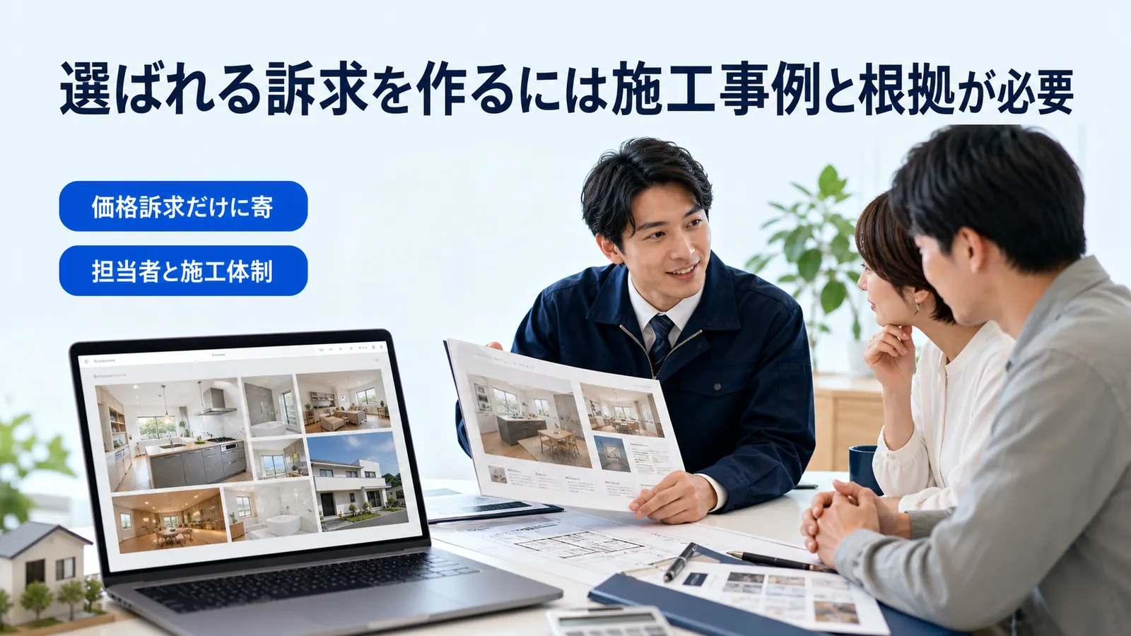 選ばれる訴求を作るには施工事例と根拠が必要