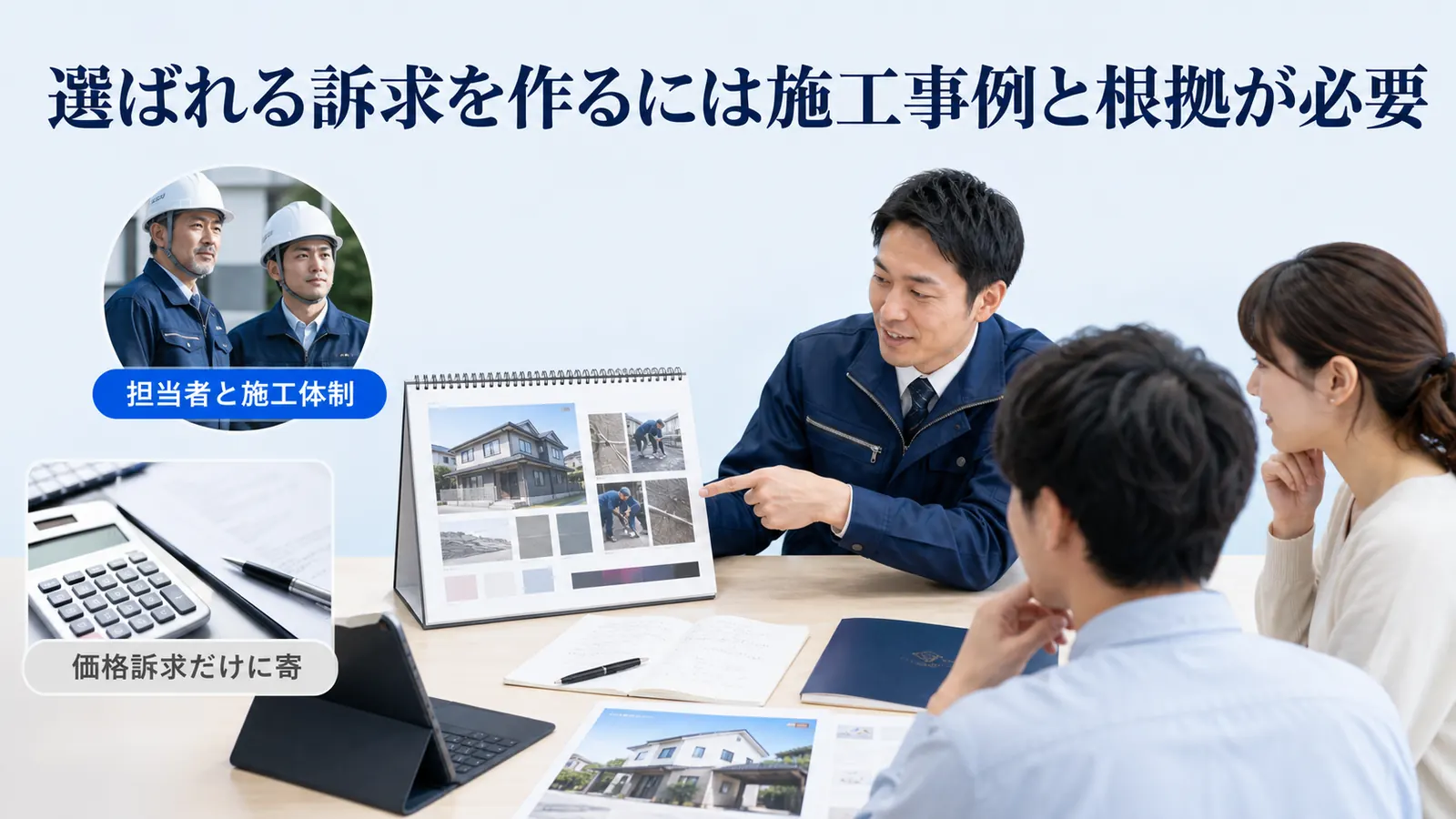選ばれる訴求を作るには施工事例と根拠が必要