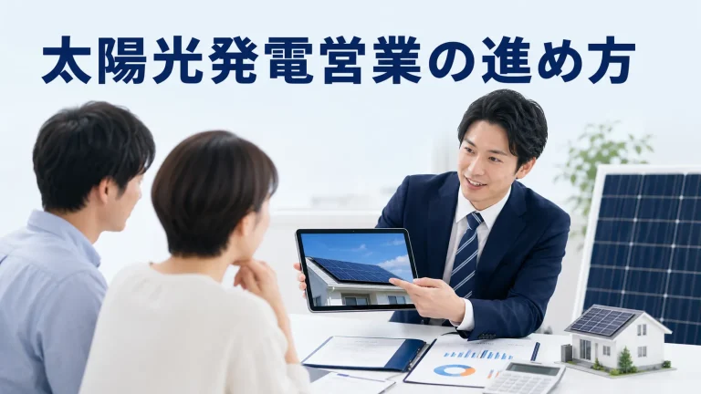 太陽光発電営業の進め方を内容別のオリジナル構図で整理した図解