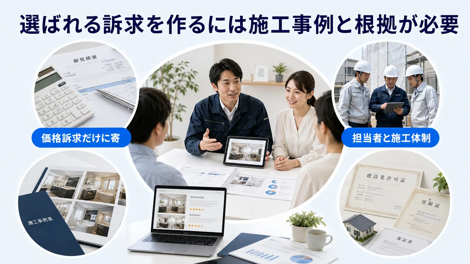 選ばれる訴求を作るには施工事例と根拠が必要