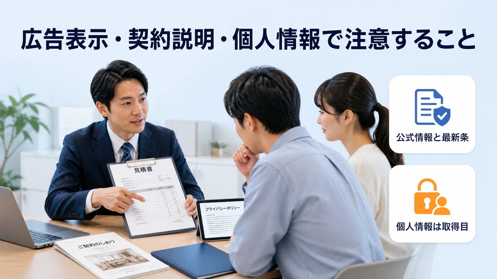 広告表示・契約説明・個人情報で注意すること