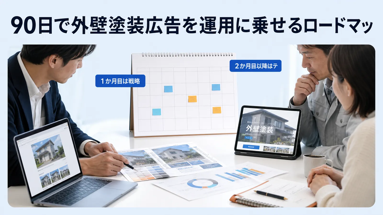 90日で外壁塗装広告を運用に乗せるロードマッ