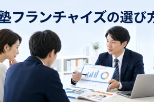 塾フランチャイズの選び方を内容別のオリジナル構図で整理した図解