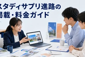 スタディサプリ進路の掲載・料金ガイドを内容別のオリジナル構図で整理した図解