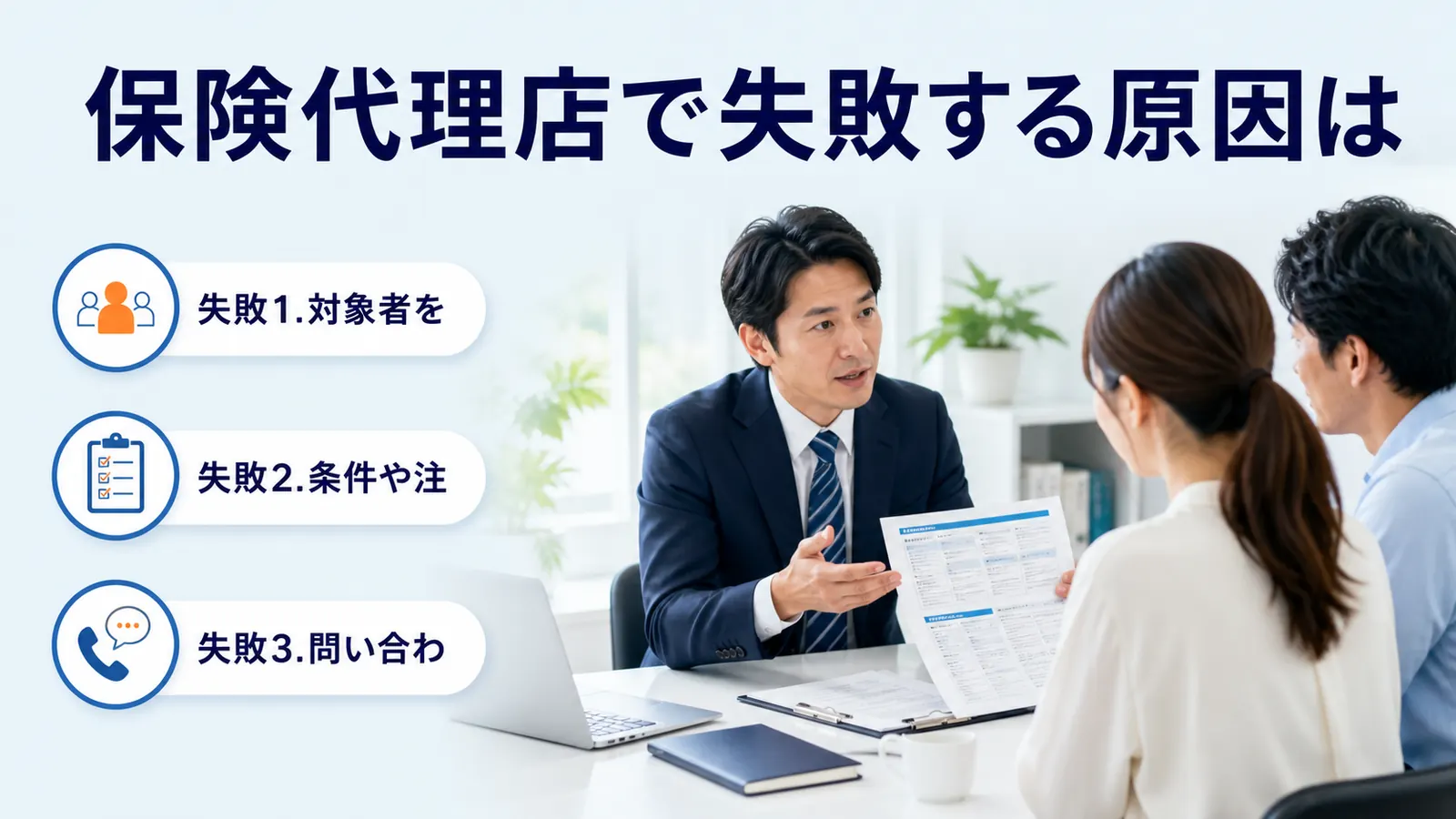 保険代理店で失敗する原因は