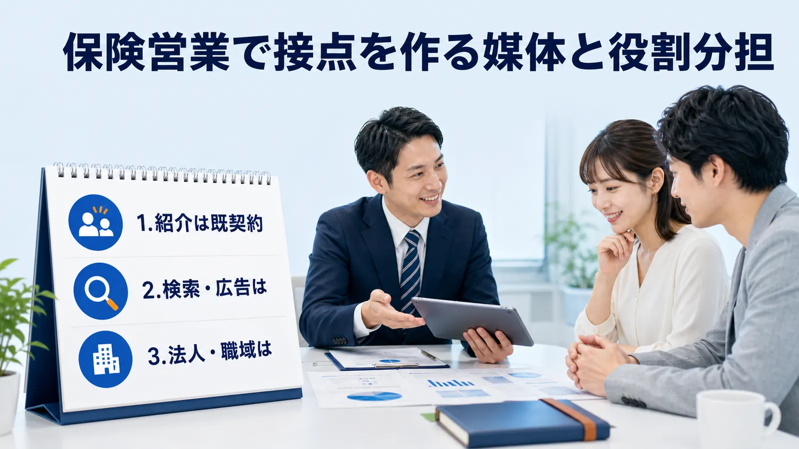保険営業で接点を作る媒体と役割分担