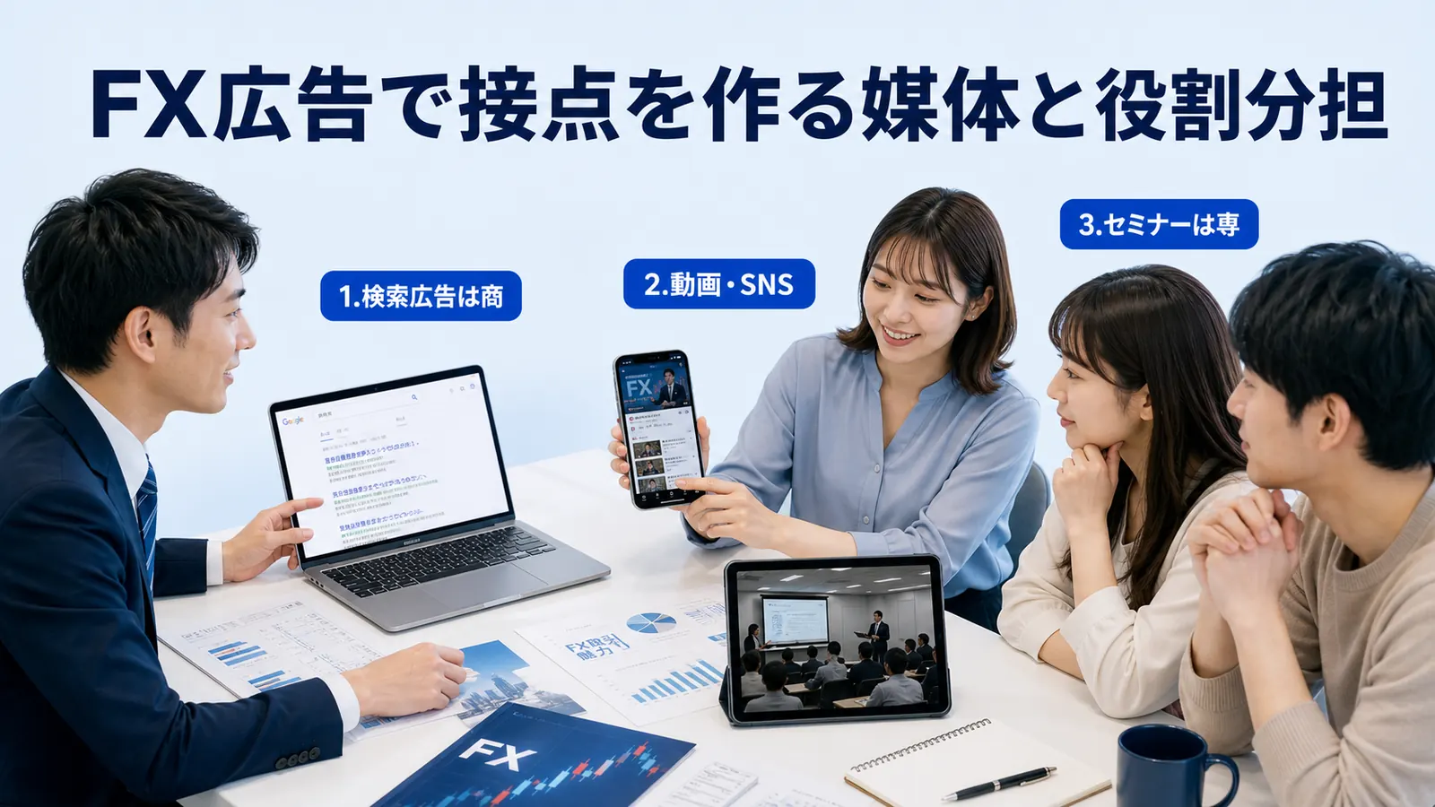 FX広告で接点を作る媒体と役割分担