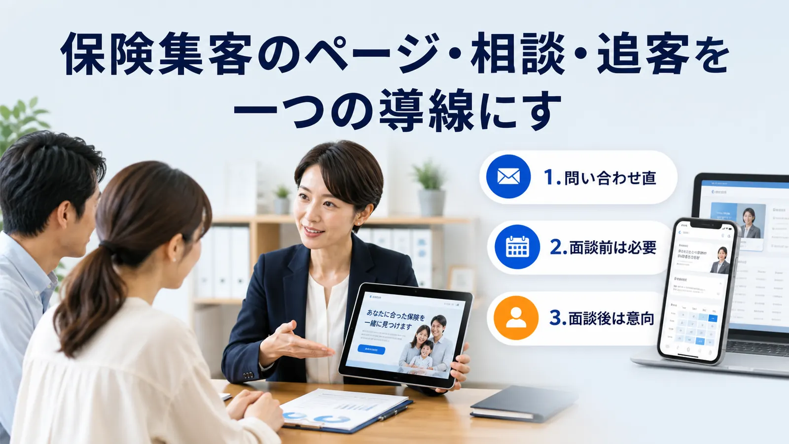 保険集客のページ・相談・追客を一つの導線にす
