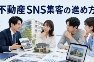 不動産SNS集客の進め方を内容別のオリジナル構図で整理した図解