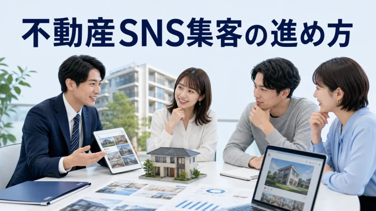 不動産SNS集客の進め方を内容別のオリジナル構図で整理した図解