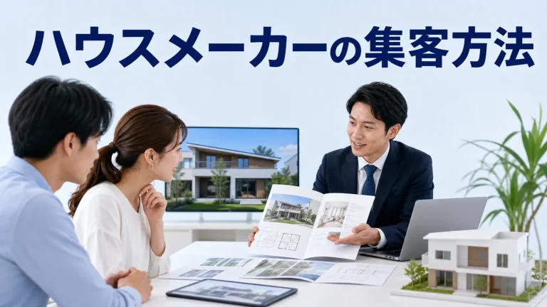 ハウスメーカーの集客方法を内容別のオリジナル構図で整理した図解