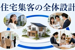 住宅集客の全体設計を内容別のオリジナル構図で整理した図解
