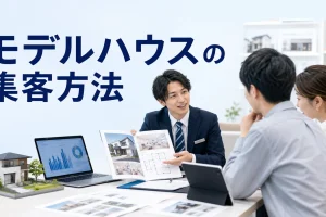 モデルハウスの集客方法を内容別のオリジナル構図で整理した図解
