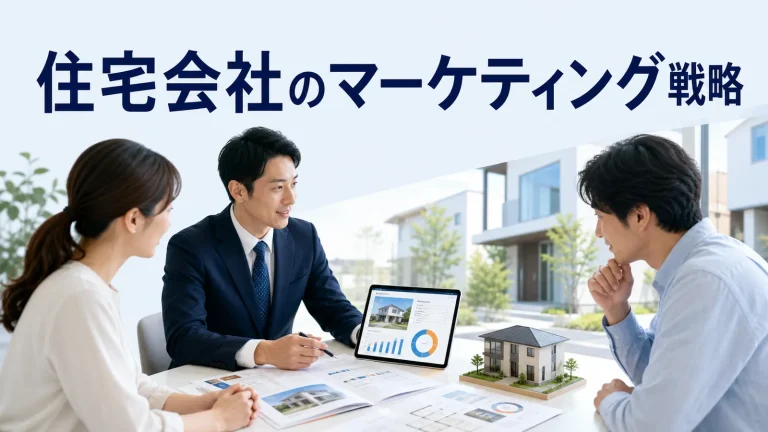 住宅会社のマーケティング戦略を内容別のオリジナル構図で整理した図解