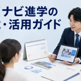 マイナビ進学の掲載・活用ガイドを内容別のオリジナル構図で整理した図解