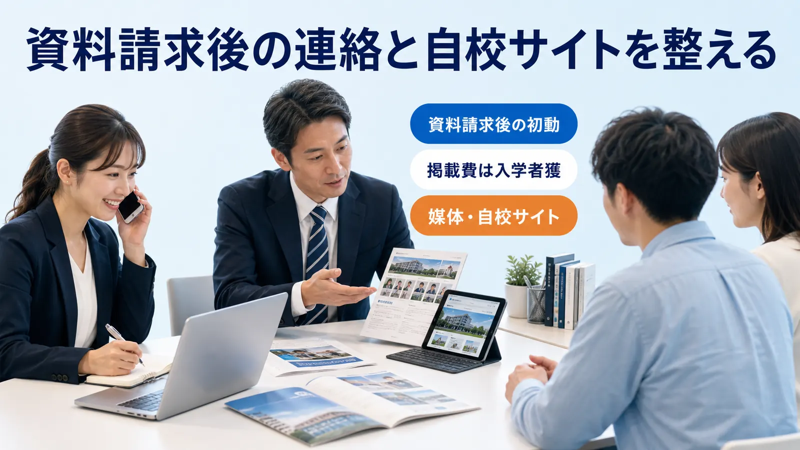 資料請求後の連絡と自校サイトを整える
