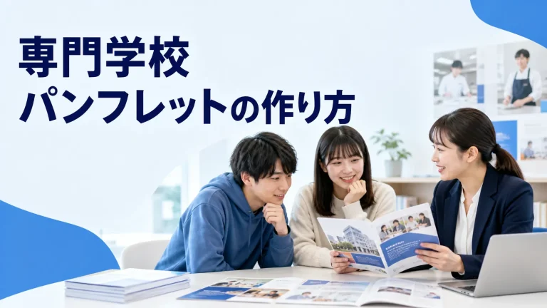 専門学校パンフレットの作り方を内容別のオリジナル構図で整理した図解