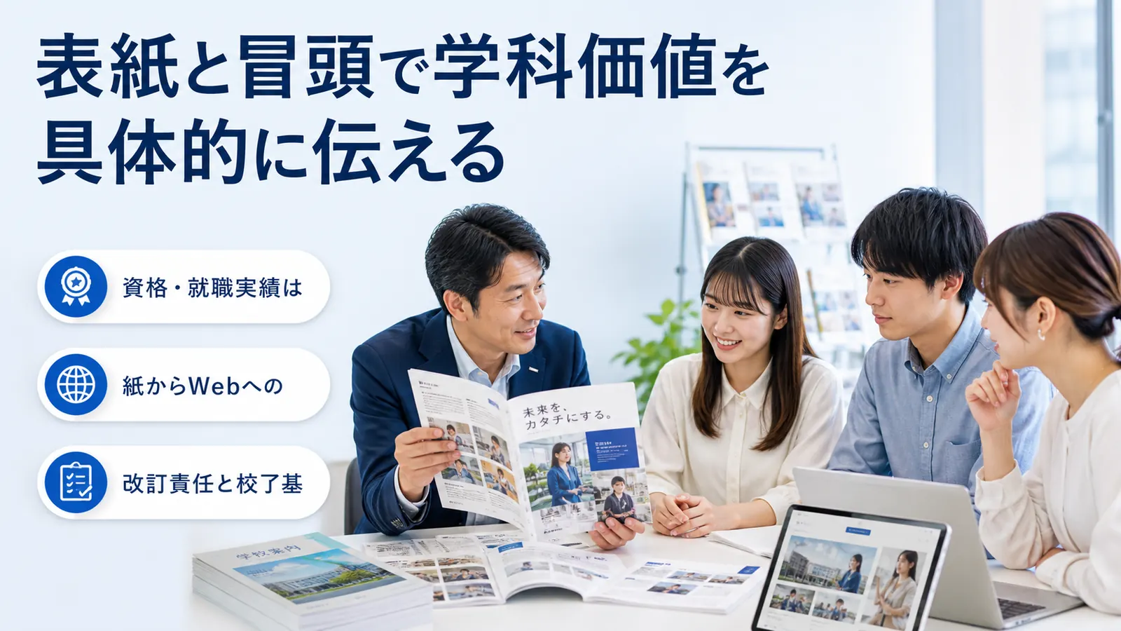 表紙と冒頭で学科価値を具体的に伝える