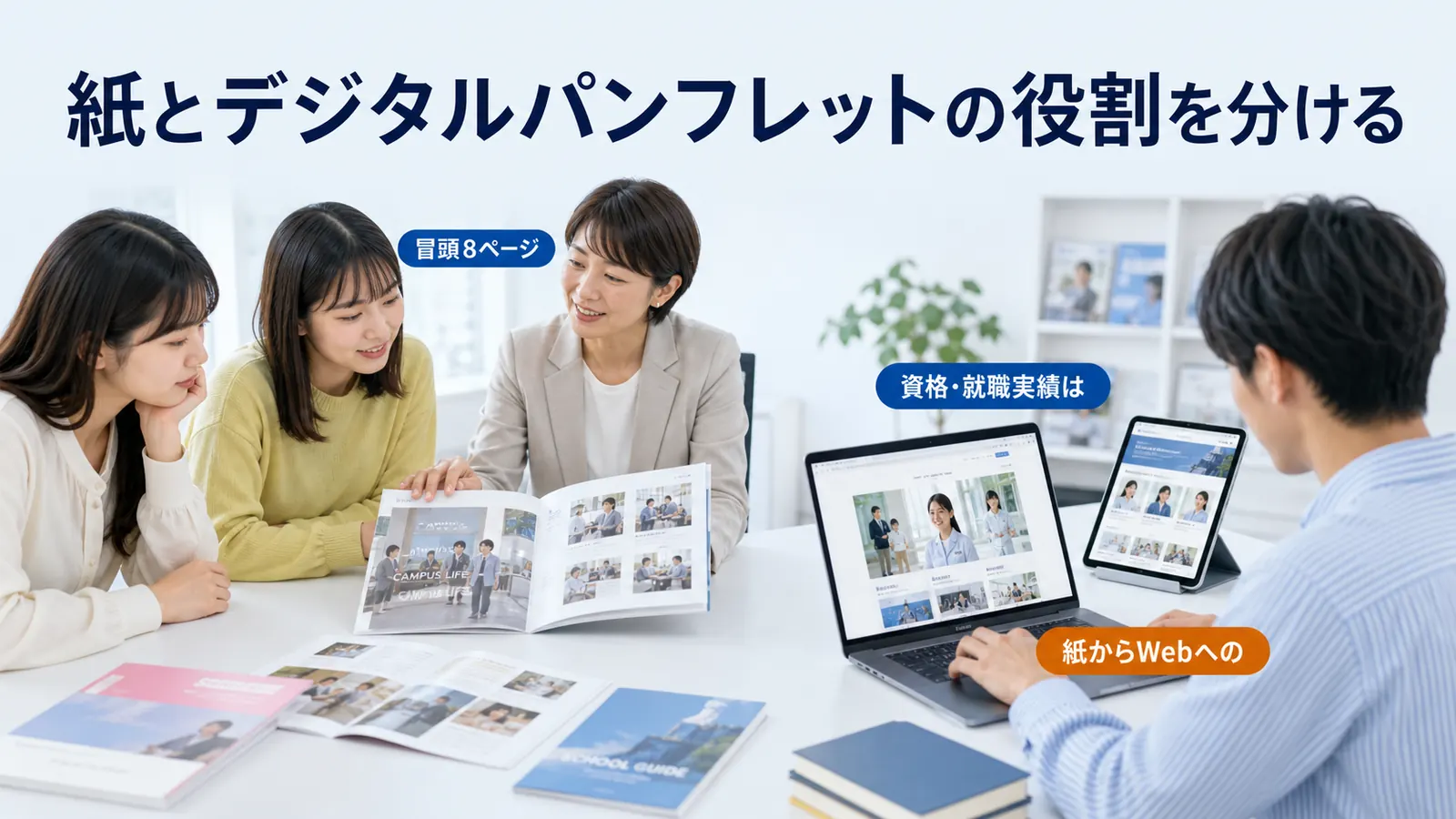 紙とデジタルパンフレットの役割を分ける