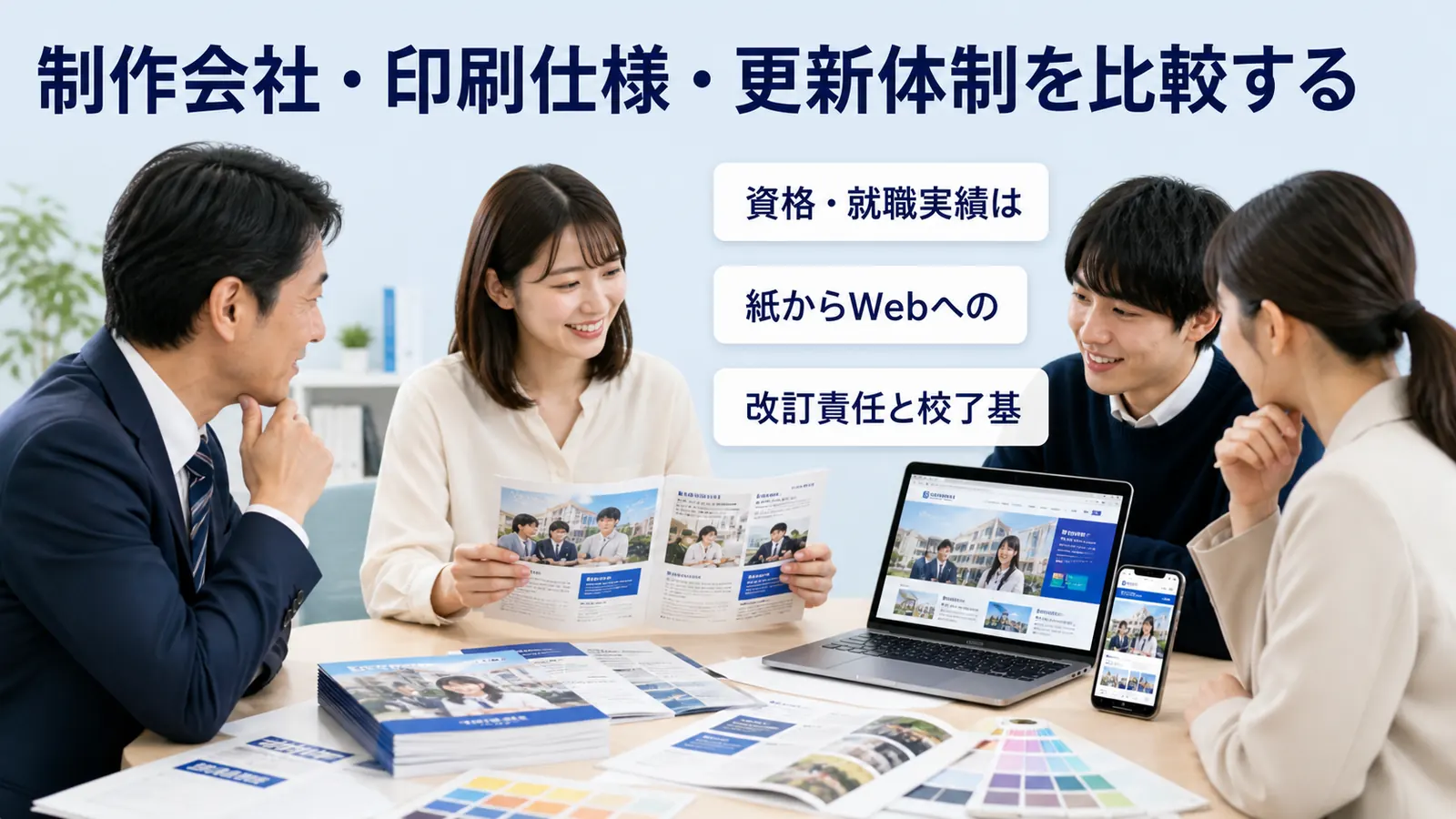 制作会社・印刷仕様・更新体制を比較する