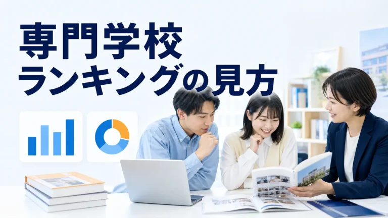 専門学校ランキングの見方を内容別のオリジナル構図で整理した図解