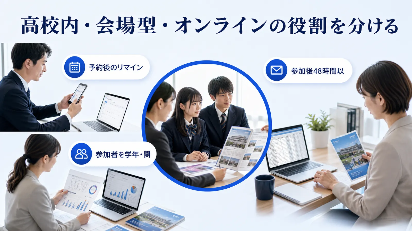 高校内・会場型・オンラインの役割を分ける